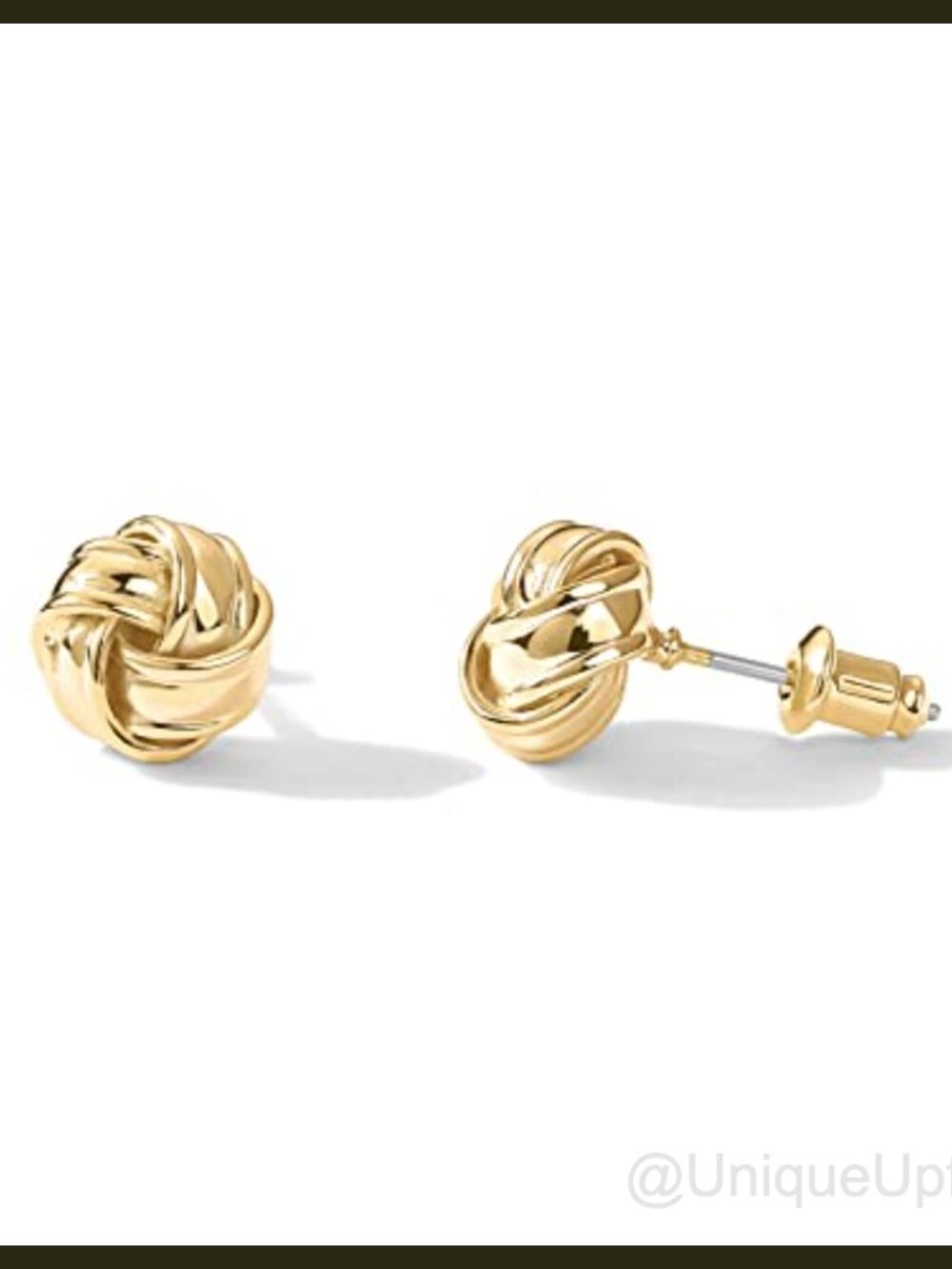 14K Yellow Gold Plated Love Knot Stud Earrings 925 Sterling Silver Posts
